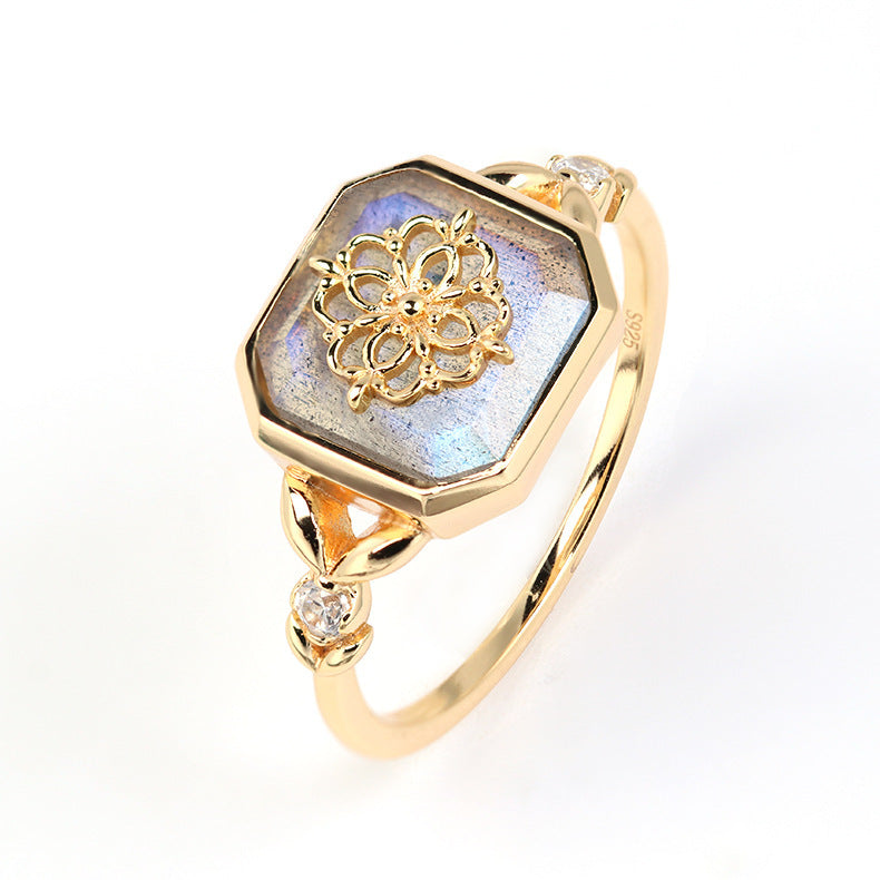 "Royal by Nature"-  Vintage Natural Gray Blue Light Labradorite Ring