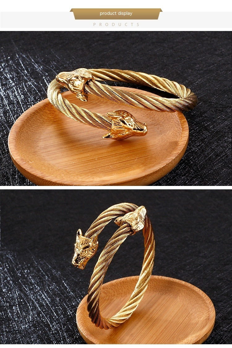 Weia Wolf Head Stainless Steel Bracelet