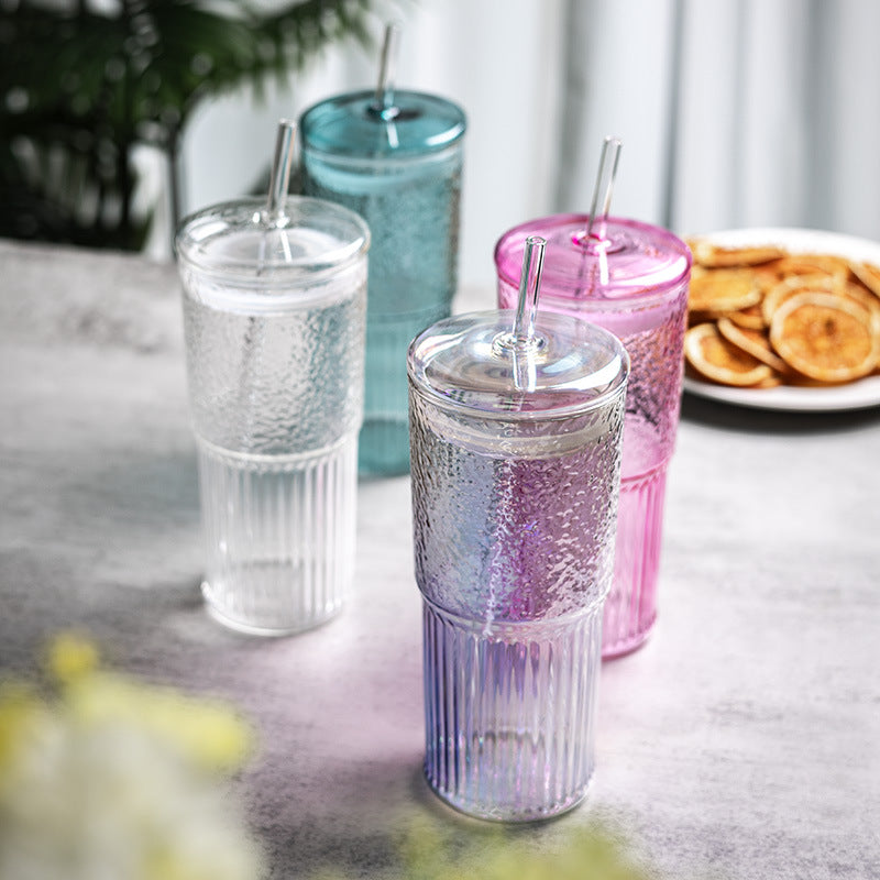Glass Tumbler with Straw