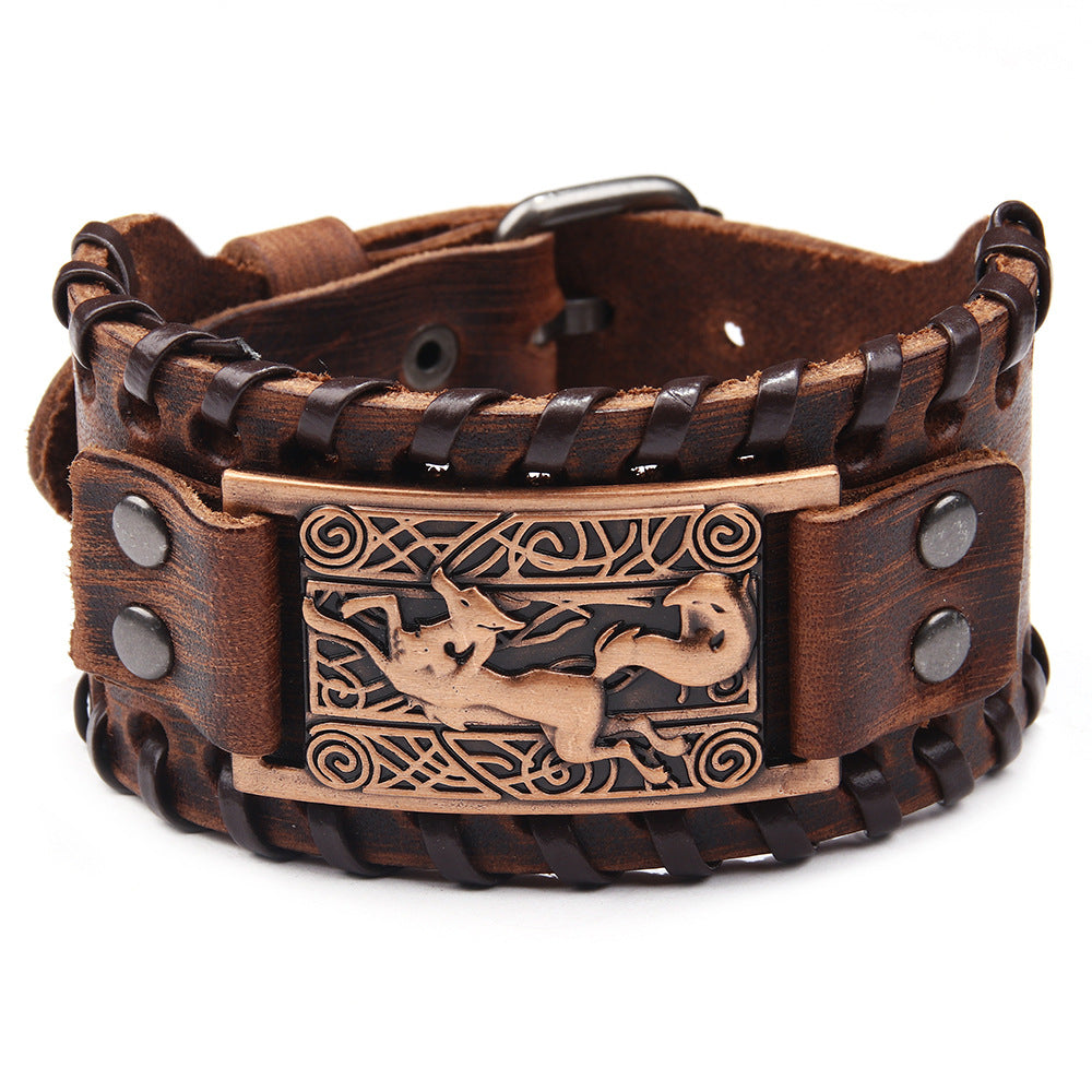 Leather Metal Extra Wide Bracelet