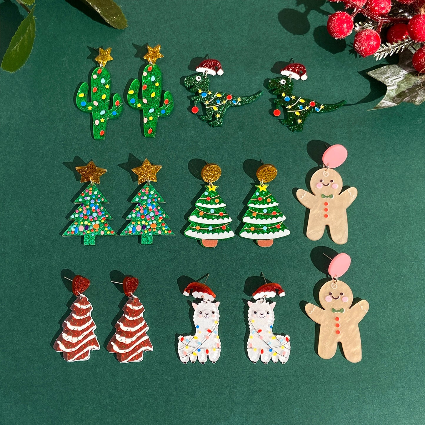 "Christmas Alpaca" - Dangle Earrings