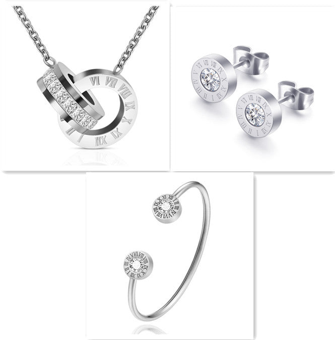 "Roman Numerals" - Diamond Stud Earrings