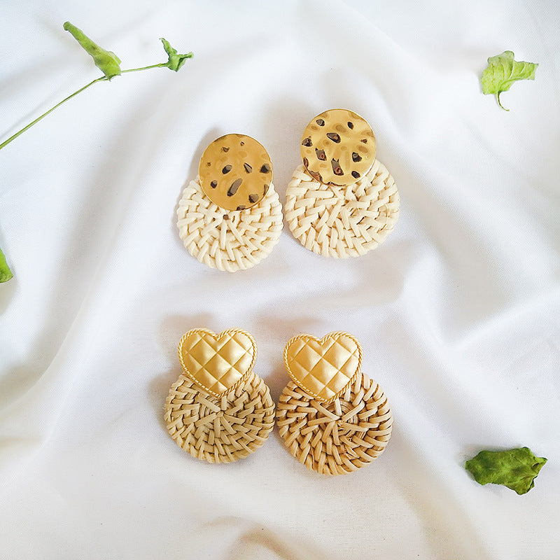Round Rattan Braided Earrings