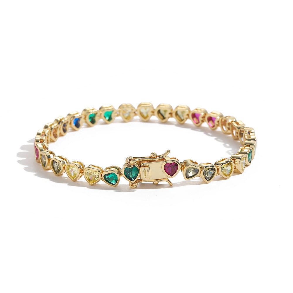 "My Love in Color" - Colorful Tennis Heart-shaped Bracelet