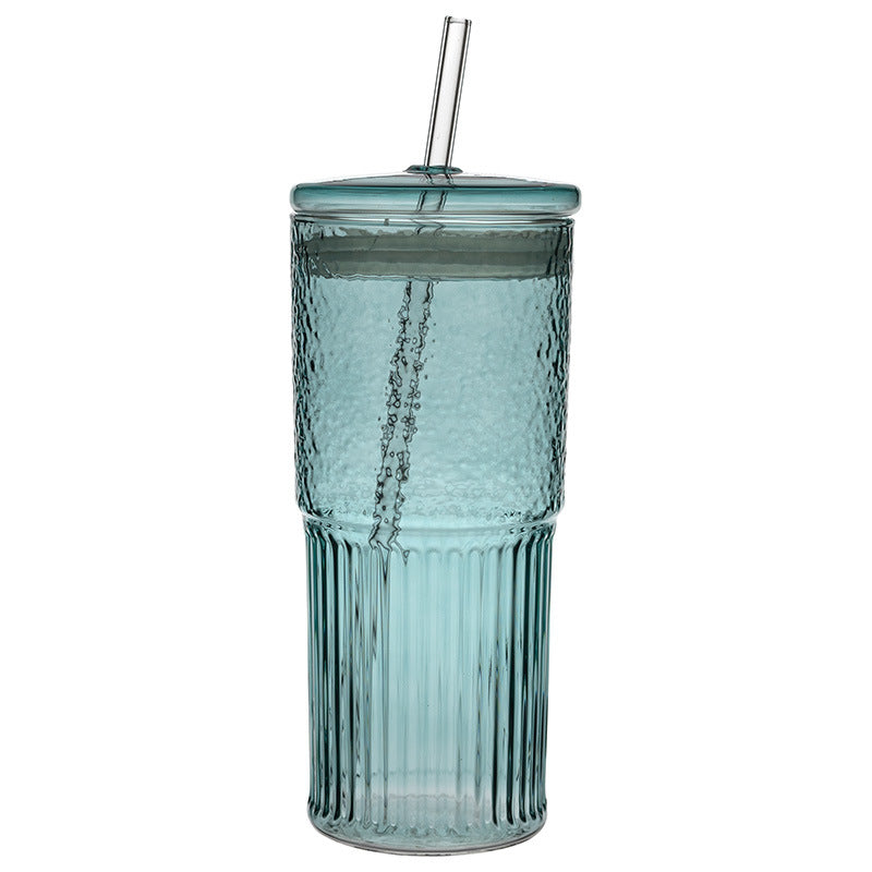 Glass Tumbler with Straw