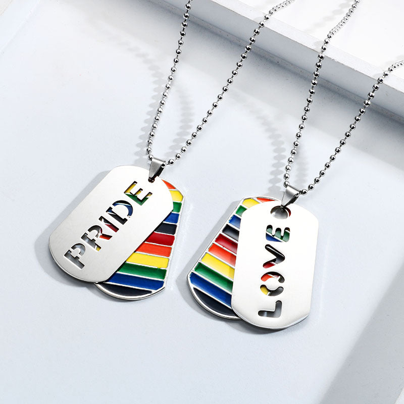 LGBT Pride Love Rainbow Double Layer Pendant Necklace