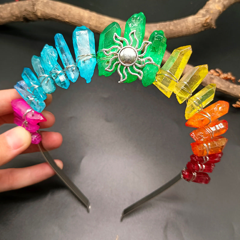 Rainbow Crystal Crown Hairband
