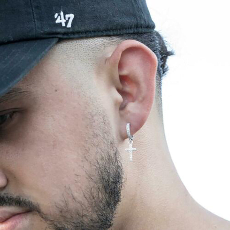 Sparkling Anhk Cross Earrings