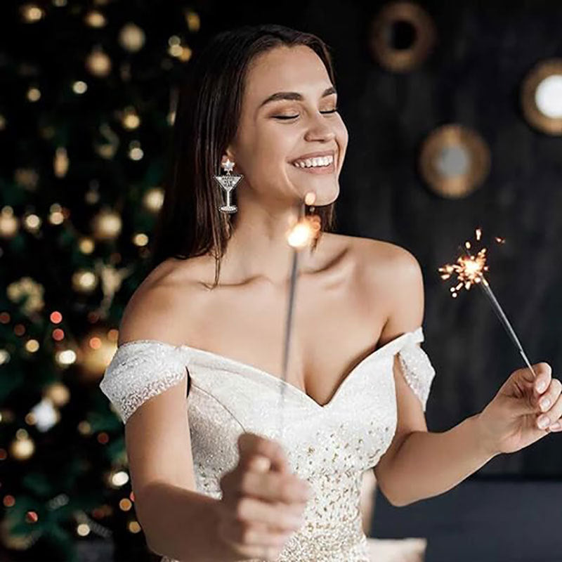 Rhinestone Glitter Happy New Year Earrings