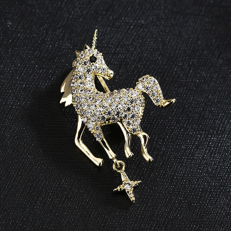 "Unique Unicorn" -  Diamond Brooch