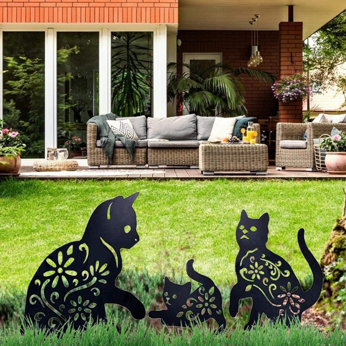 Iron Black Cat Garden Decor