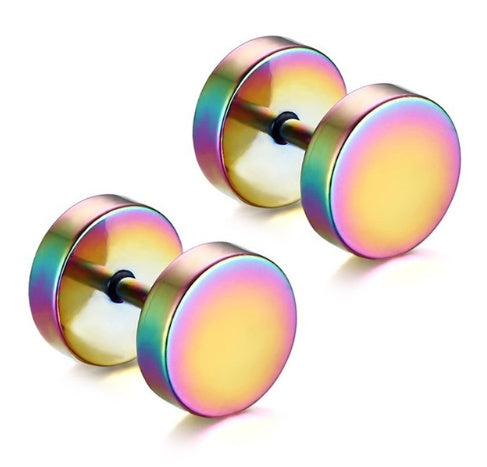 8MM Stainless Steel Barbell Earrings for Men and Women