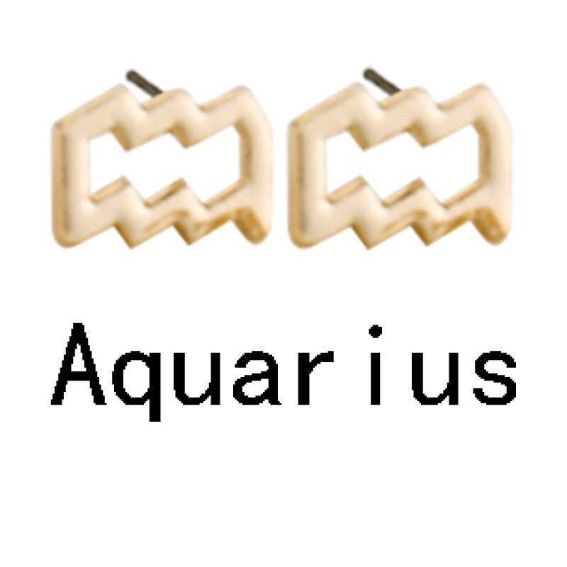 Twelve Constellation Gold-plated Stud Earrings