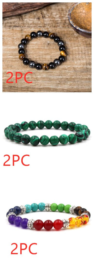 Classic Black Matte Green Malachite Bracelets