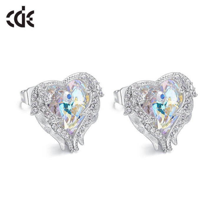 "Guardian Angel" - Iridescent Diamond Stud Earrings