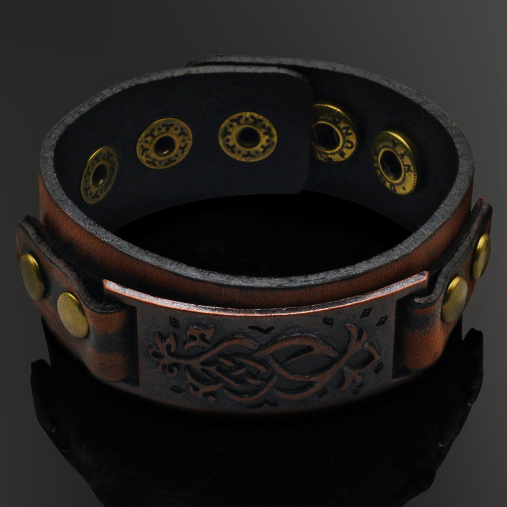 Square Wide Leather Bracelet