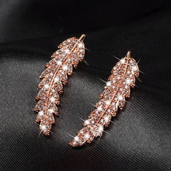 "Victory" - Zircon Leaf Earrings