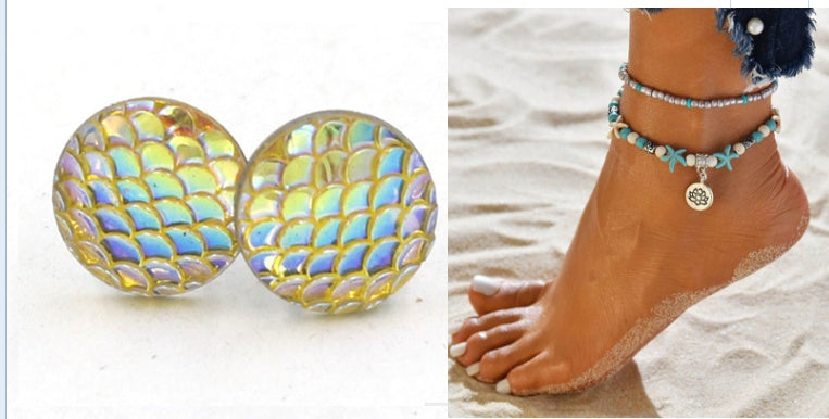 Mermaid Scales Earrings + Anklet