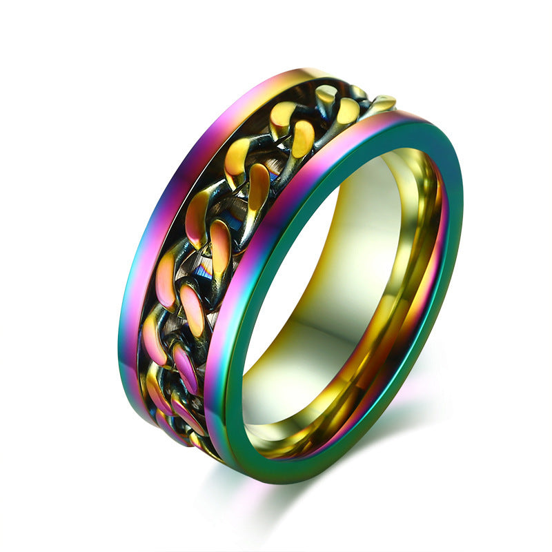 Rainbow Stainless Steel Rotating Ring