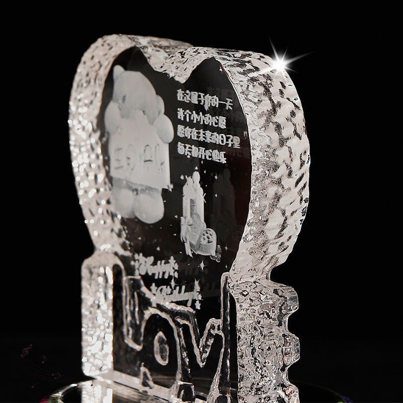 "Personalized Crystal Photo Night Lamp" - 3D Color Changing/Rotating Bluetooth Music Player