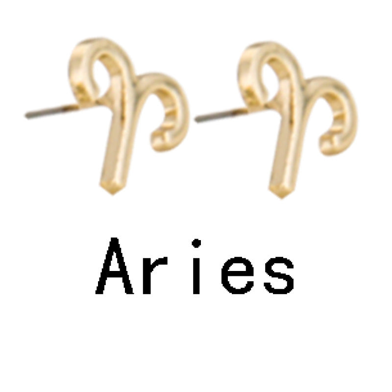 Twelve Constellation Gold-plated Stud Earrings
