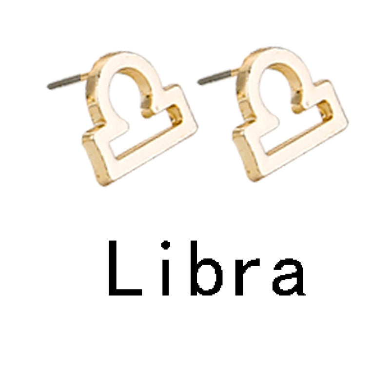 Twelve Constellation Gold-plated Stud Earrings