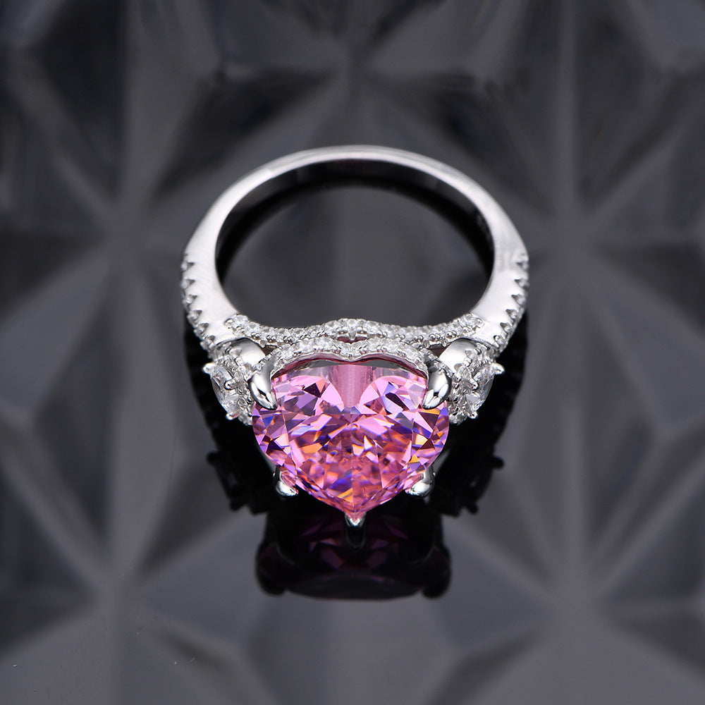 "Pretty as Can Be" - 12mm Inlaid Heart-shaped Diamond Ring