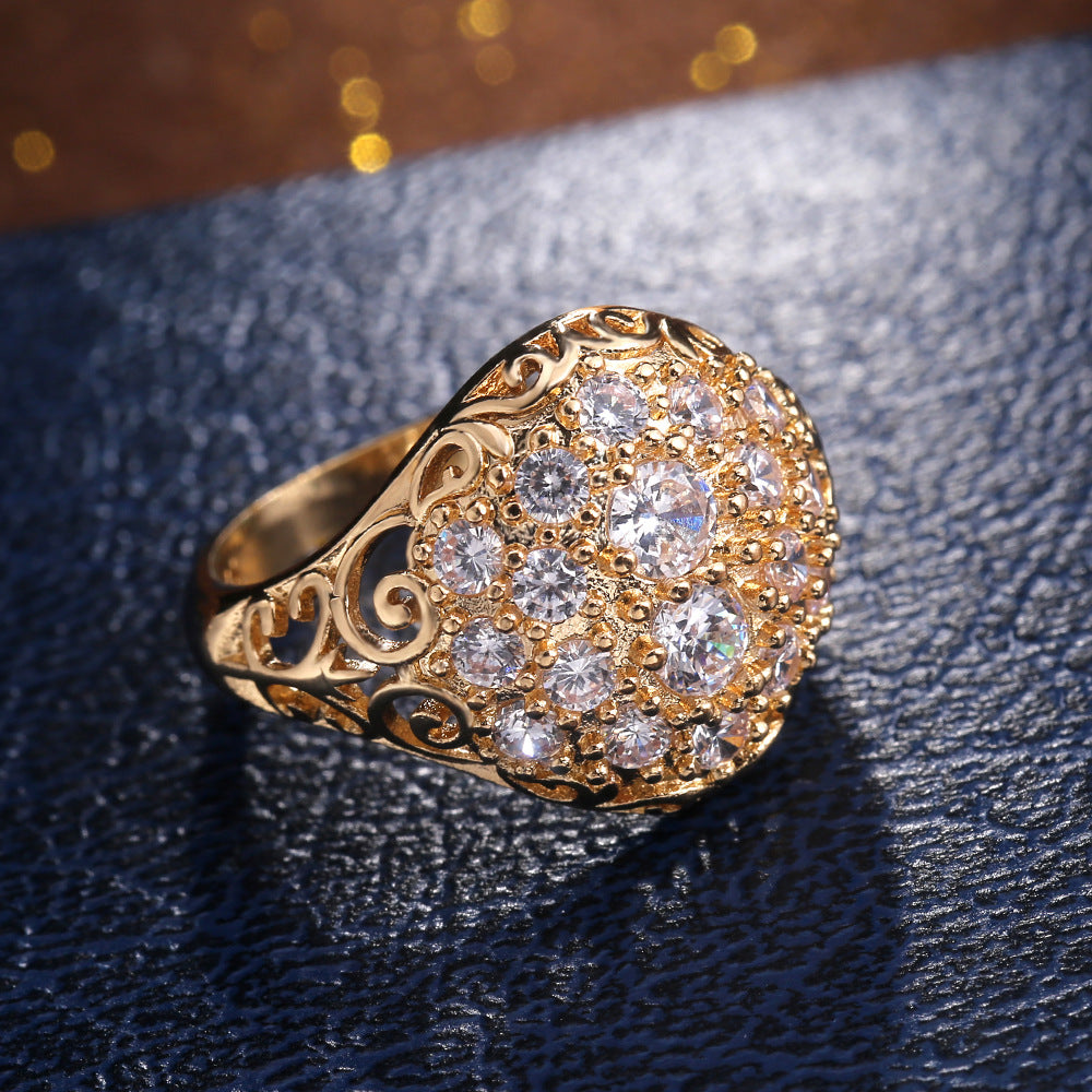 "Sparke Darling" - Hemispherical Copper Inlaid Zircon Ring