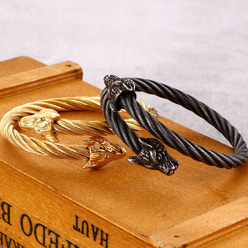 Weia Wolf Head Stainless Steel Bracelet