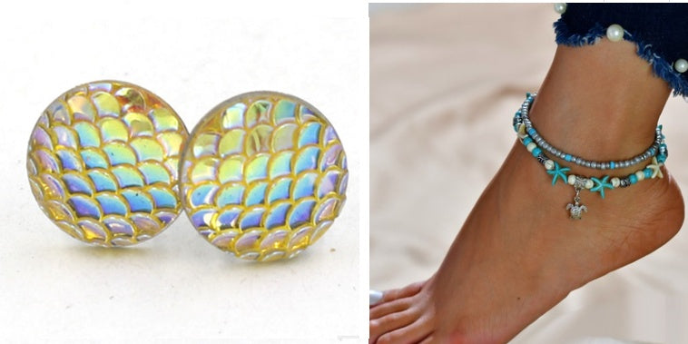 Mermaid Scales Earrings + Anklet