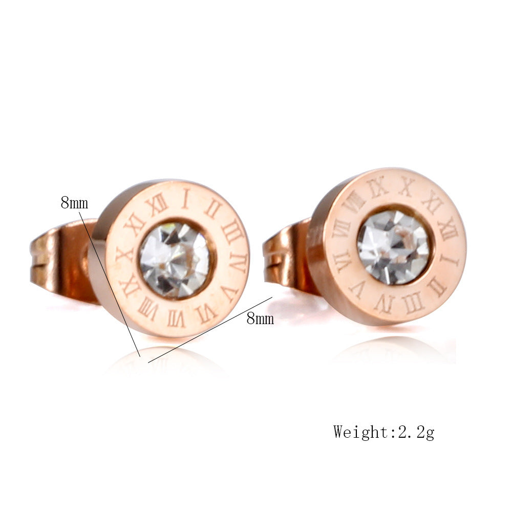 "Roman Numerals" - Diamond Stud Earrings
