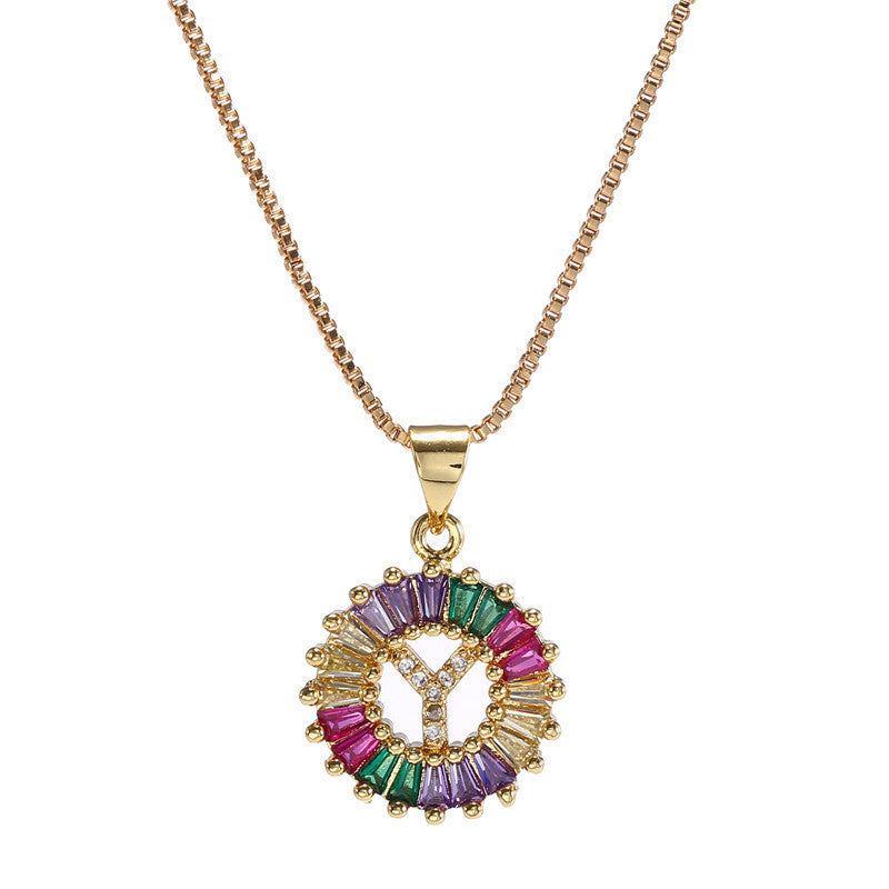 "Rainbow Letter" - Stainless Steel Pendant Necklace