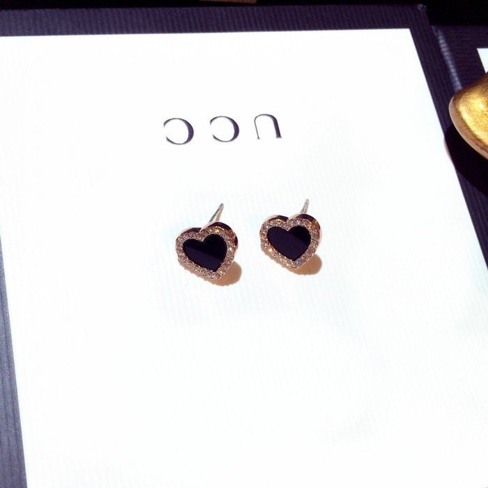 Enamel Heart & Butterfly Stud Earrings