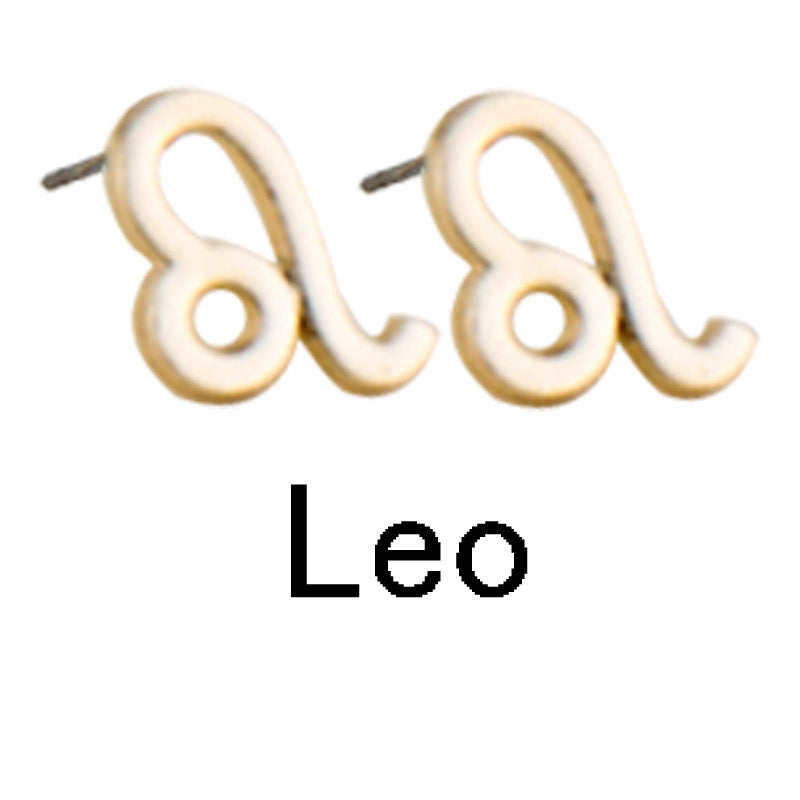 Twelve Constellation Gold-plated Stud Earrings