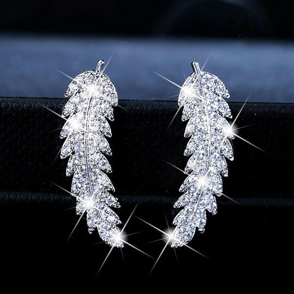 "Victory" - Zircon Leaf Earrings