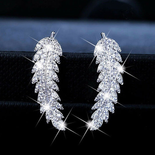 "Victory" - Zircon Leaf Earrings
