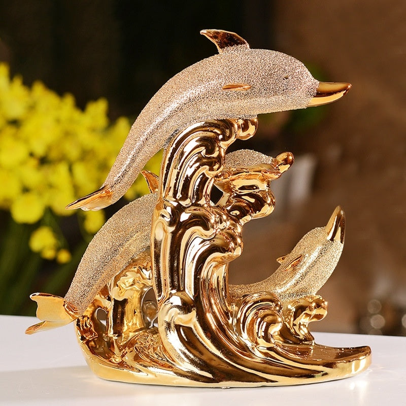 Ceramic-plated Dolphin Bay Figurine