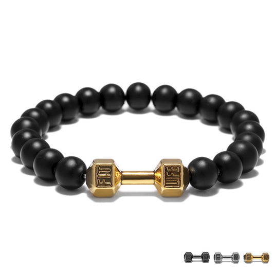 "FIT LIFT" - Metal Dumbbell Beaded Bracelet
