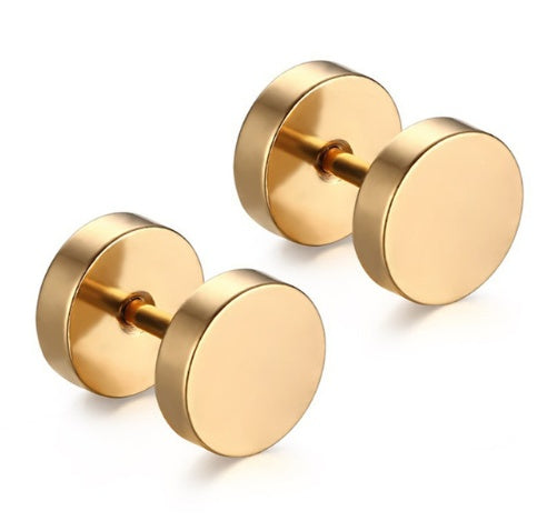 8MM Stainless Steel Barbell Earrings for Men and Women