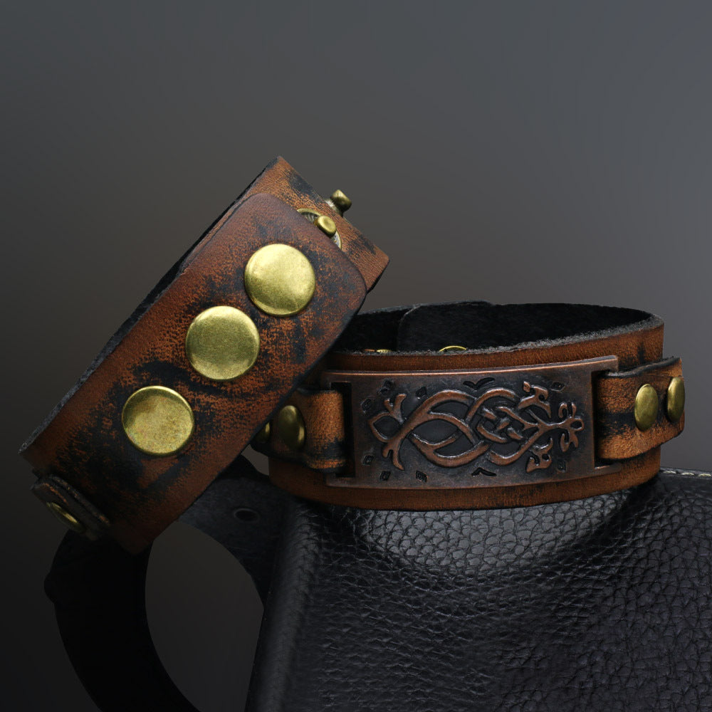 Square Wide Leather Bracelet