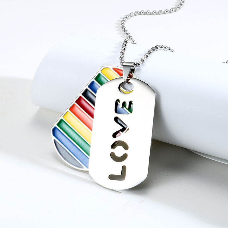 LGBT Pride Love Rainbow Double Layer Pendant Necklace