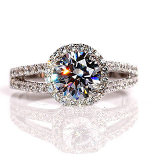 "Cherished Forever" - White Gold Plated Wedding/ Engagement Ring