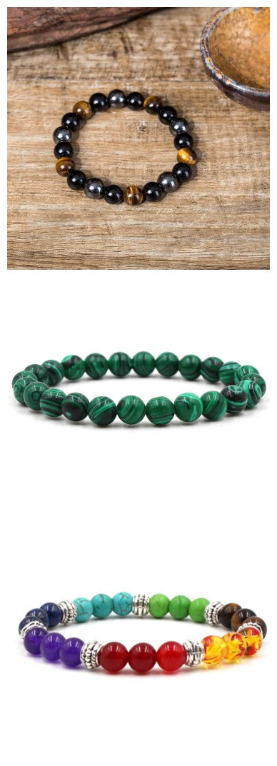 Classic Black Matte Green Malachite Bracelets
