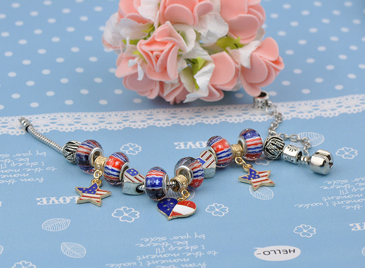 "Braveheart" - Patriotic Flag Charm Bracelet