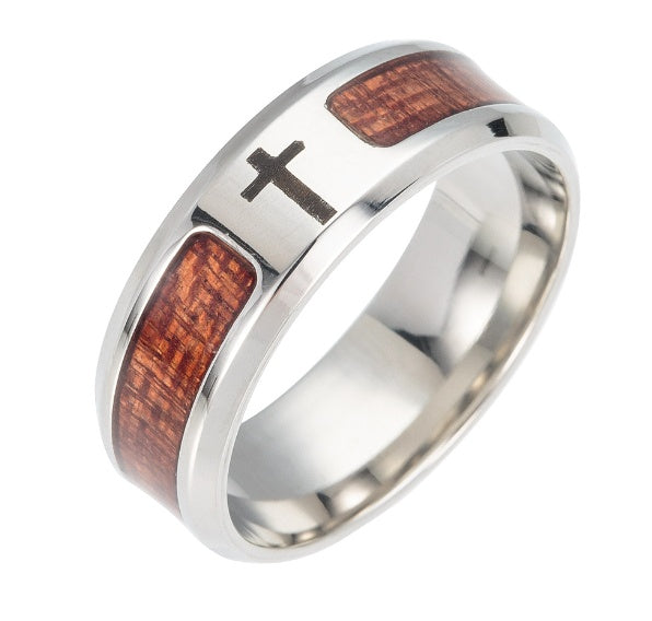 Wooden Stainless Steel Symbolic Rings