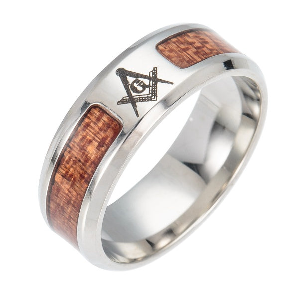 Wooden Stainless Steel Symbolic Rings
