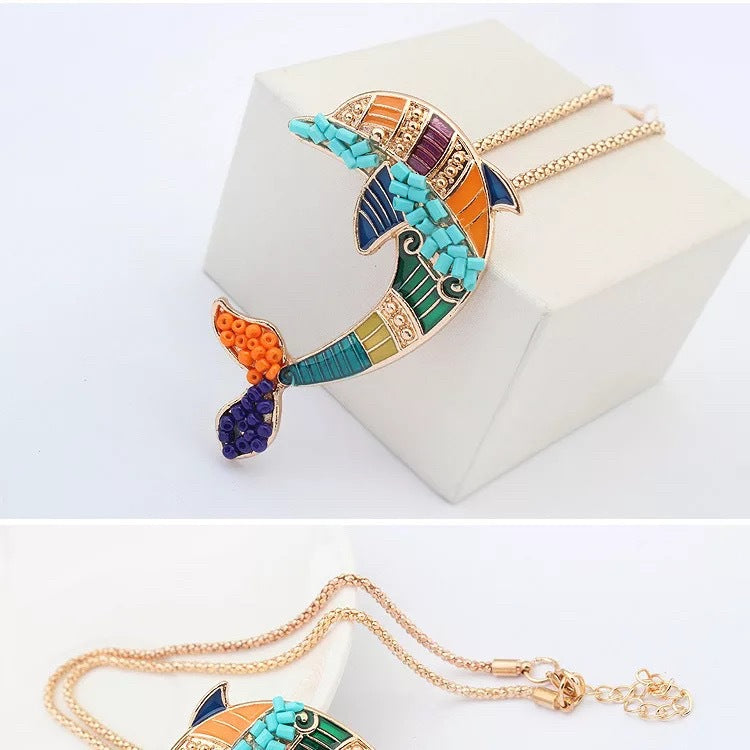 Alloy Drip Oil Dolphin Jewelry Set