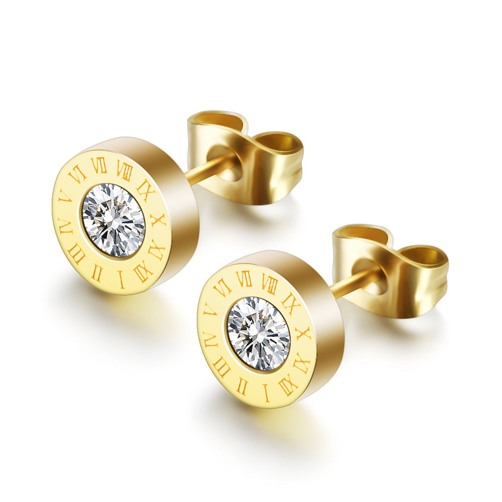 "Roman Numerals" - Diamond Stud Earrings