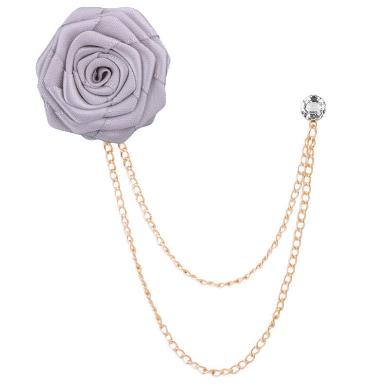 Handmade Rose Brooch Tassel for Men's Suit
