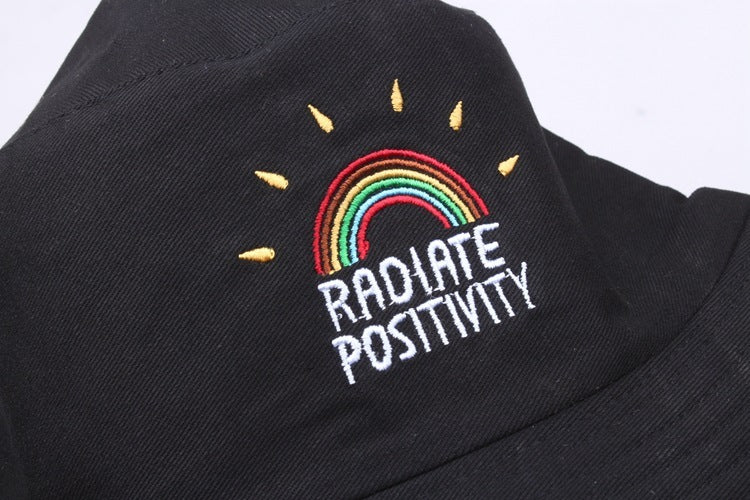 "Radiate Positivity" -  Rainbow Embroidered Fisherman Bucket Hat